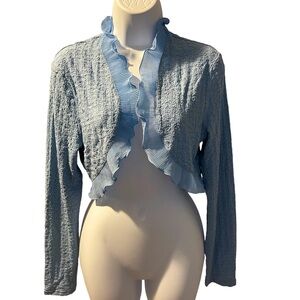 Allegra K Beautiful Ruffle Detailed Crop Top Cardigan size M